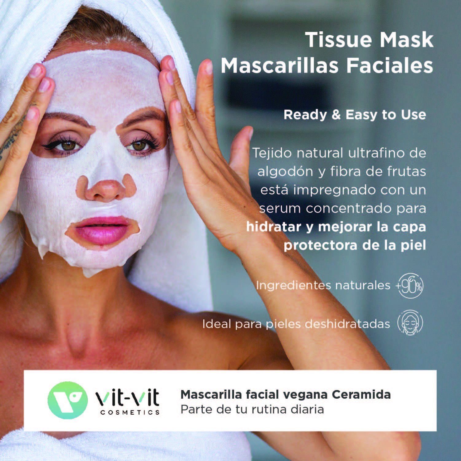MÁSCARA DE TECIDO FACIAL CERAMIDE RESTORATIVE VIT VIT COSMETICS 20GR - Image 3