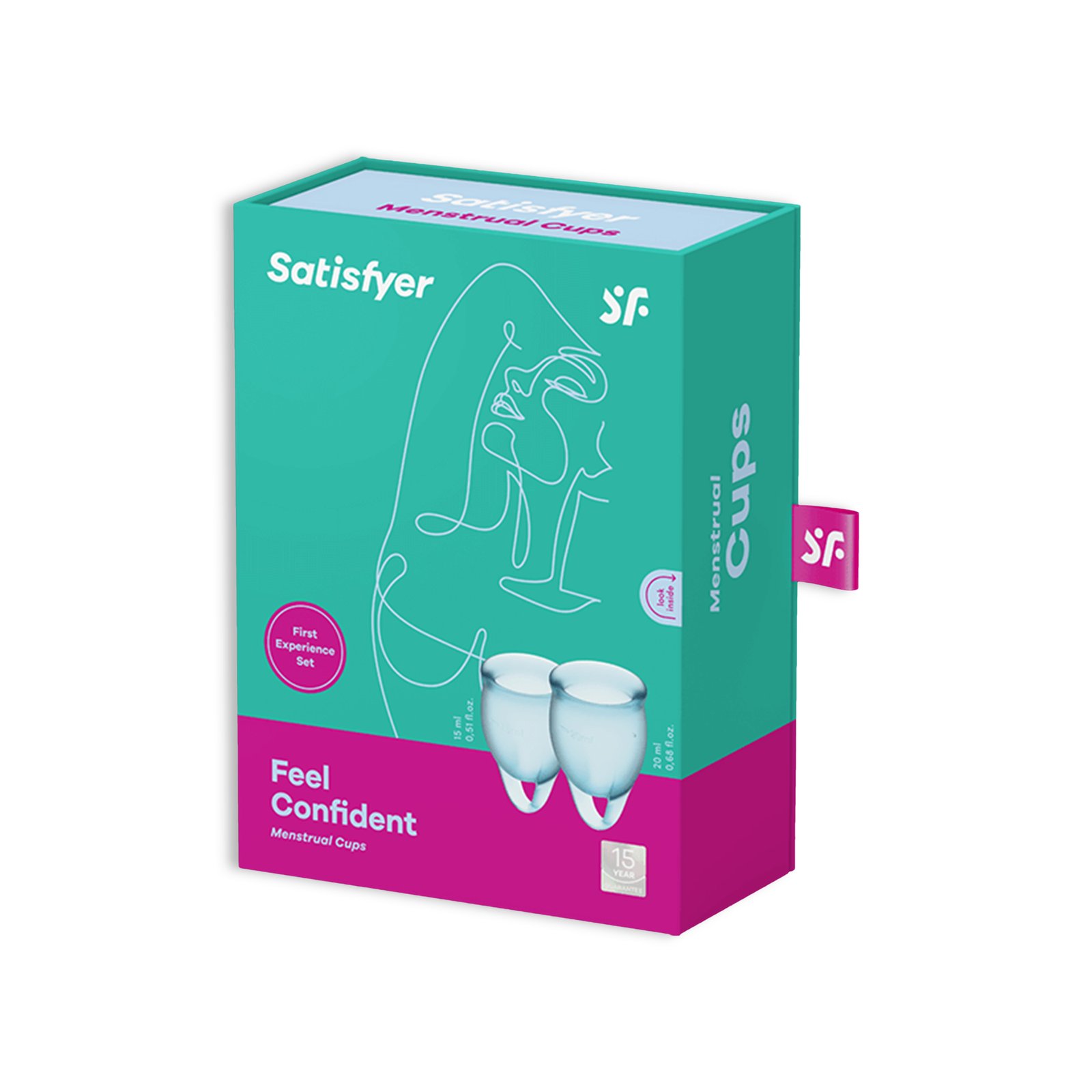 CONJUNTO DE 2 COPOS MENSTRUAIS FEEL CONFIDENT SATISFYER AZUL CLARO - Image 2