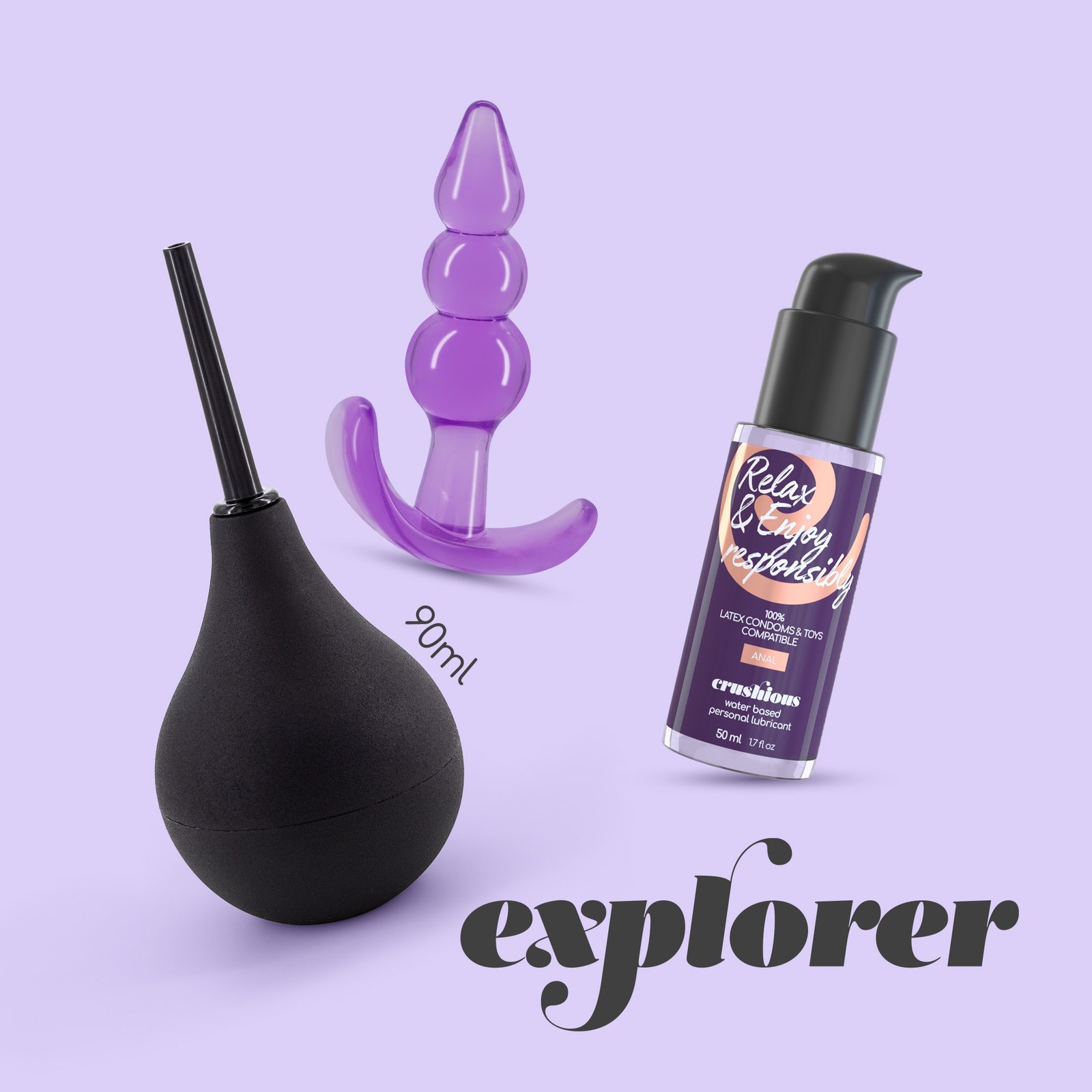 EXPLORER DUCHE ANAL 90ML COM LUBRIFICANTE ANAL 50ML E PLUG THE PLUNGER CRUSHIOUS - Image 3